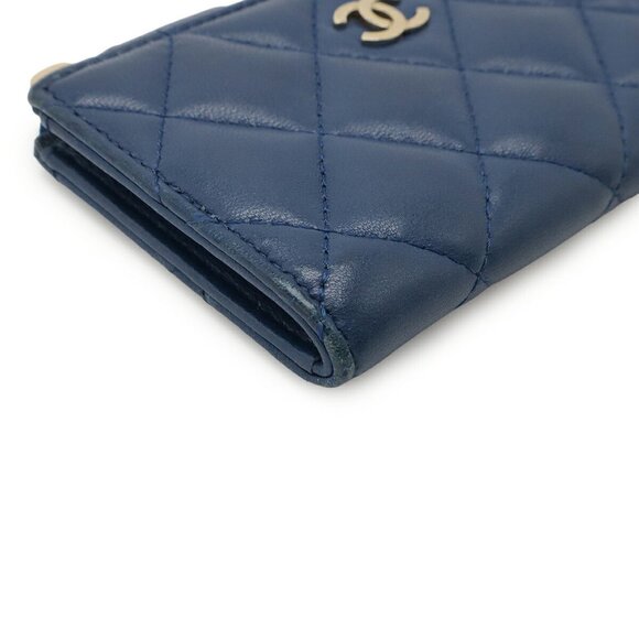 CHANEL Blue Lambskin Leather Logo Wallet - Picture 4 of 8